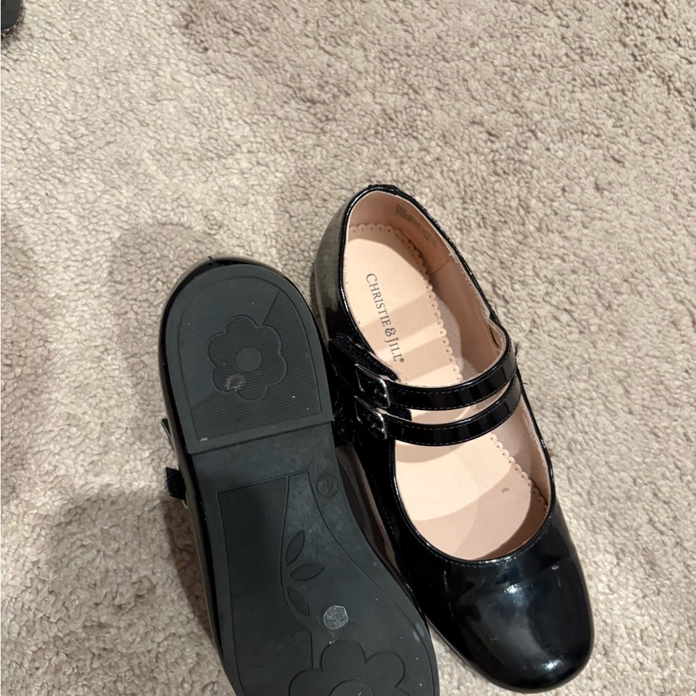 Girls' Black Patent Double-Strap Dress Shoes